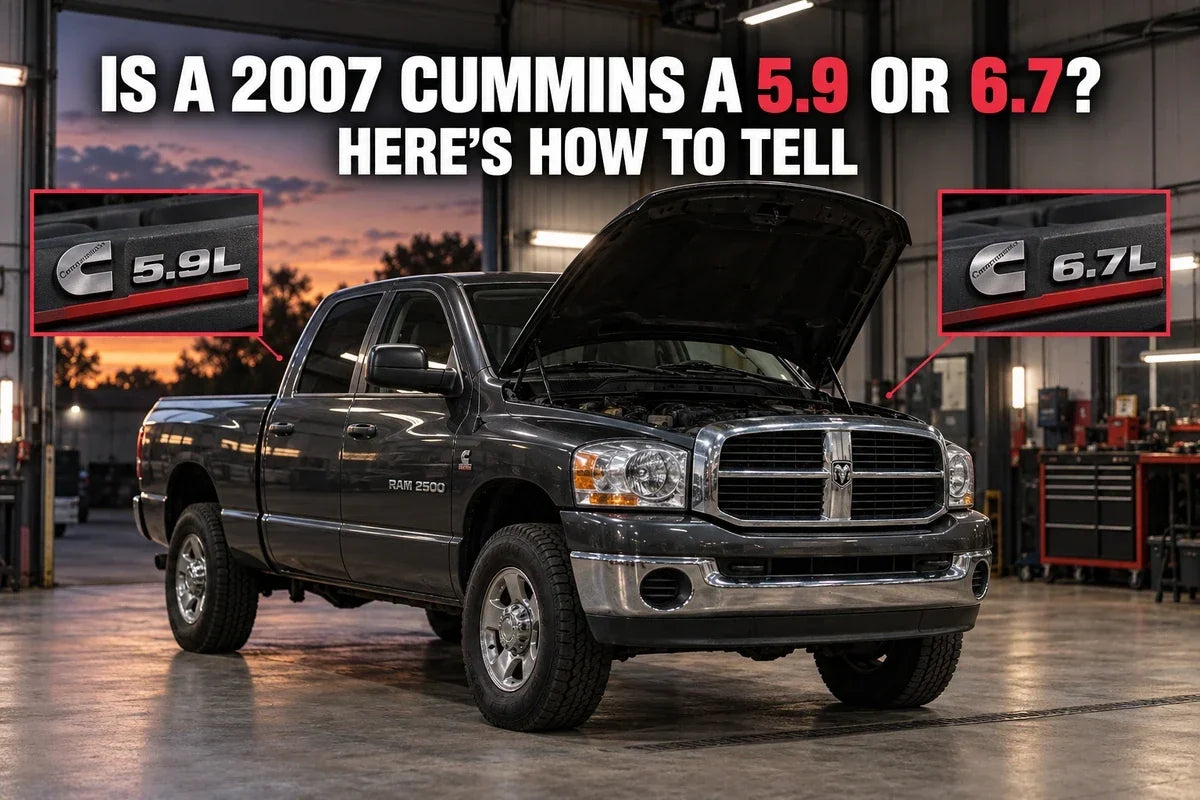 2007 Dodge Ram Cummins diesel pickup showing the 5.9L versus 6.7L engine identification question