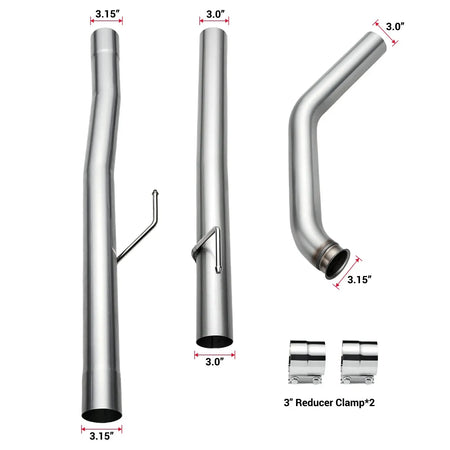 3" DPF Delete Race Exhaust Pipe for 2014-2024 Dodge RAM 1500 3.0L Ecodiesel, installation layout diagram