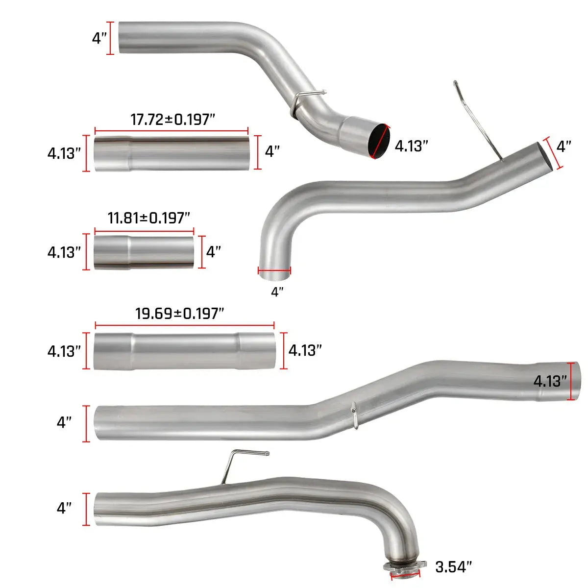 4" Downpipe-Back DPF Delete Exhaust System for 2015.5-2016 Chevy GMC LML 6.6L Duramax SPEtuner