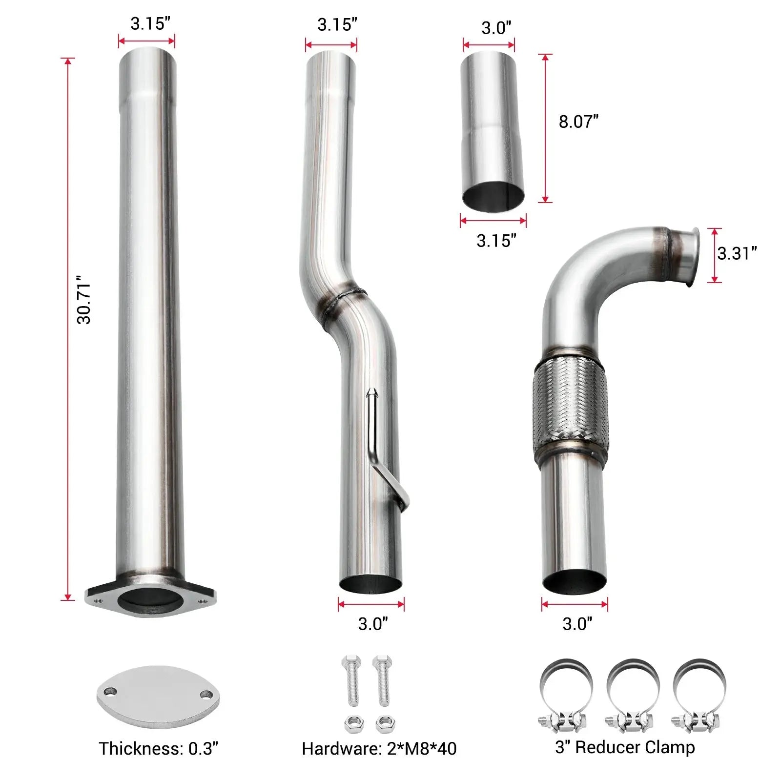 3" DPF Delete Race Exhaust Pipe for 2020-2024 Dodge RAM 1500 3.0L Ecodiesel SPETUNER