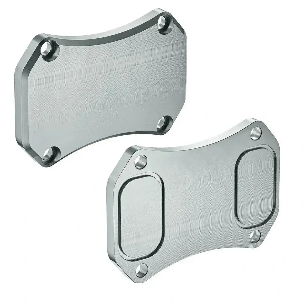 Silver aluminum EGR block-off plates for 2011-2016 LML 6.6L Duramax