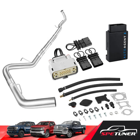 DPF/DEF/EGR Delete for 2017-2023 6.6L Duramax L5P 2500HD 3500HD All-in-One Kit, 2017-2019 / White(2017-2019 White Plug) / 4" Downpipe-Back+EGR Delete