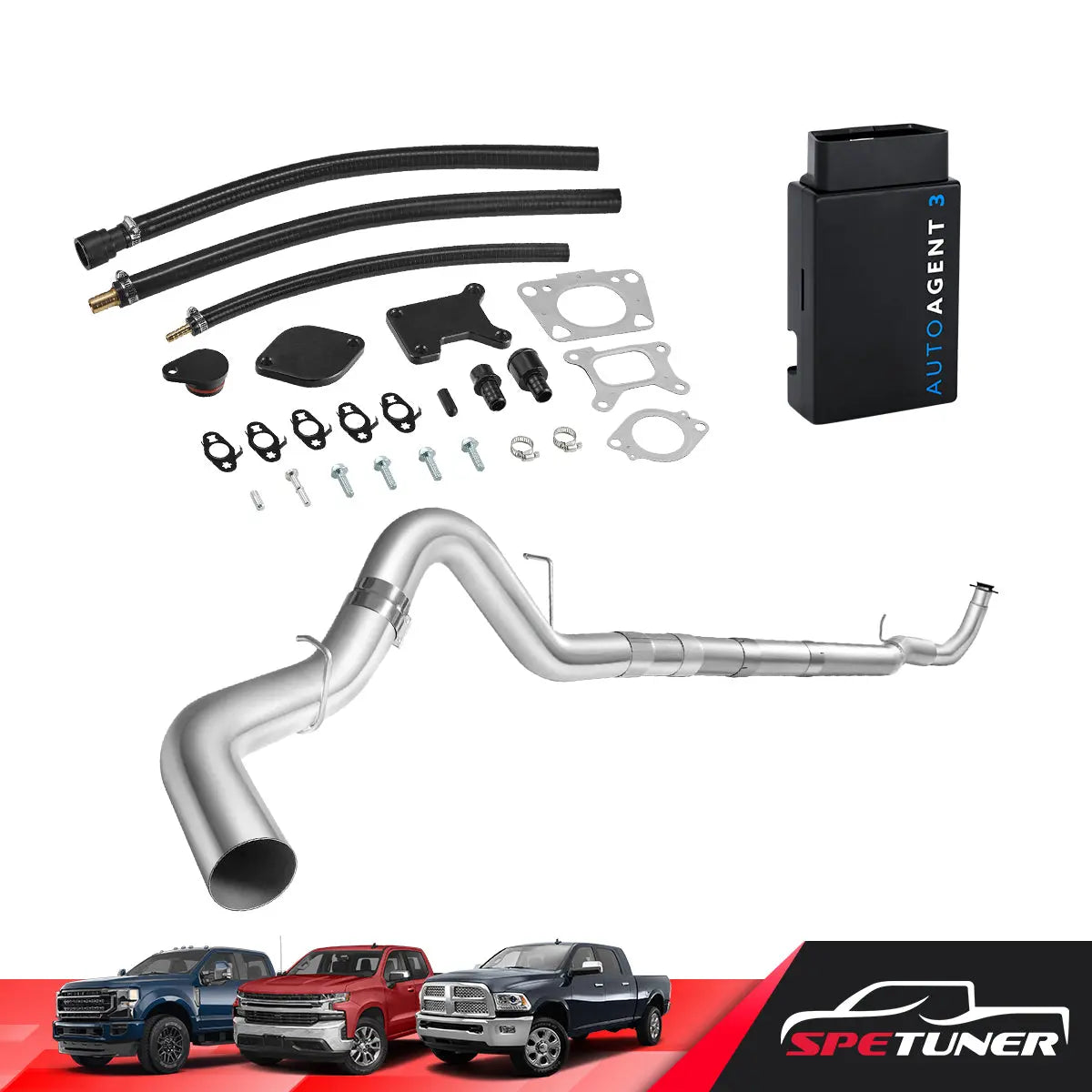 DPF/DEF/EGR Delete for 2017-2023 6.6L Duramax L5P 2500HD 3500HD All-in-One Kit, exhaust pipe configuration