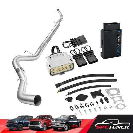 DPF/DEF/EGR Delete for 2017-2023 6.6L Duramax L5P 2500HD 3500HD All-in-One Kit, 2017-2019 / White(2017-2019 White Plug) / 5" Downpipe-Back+EGR Delete