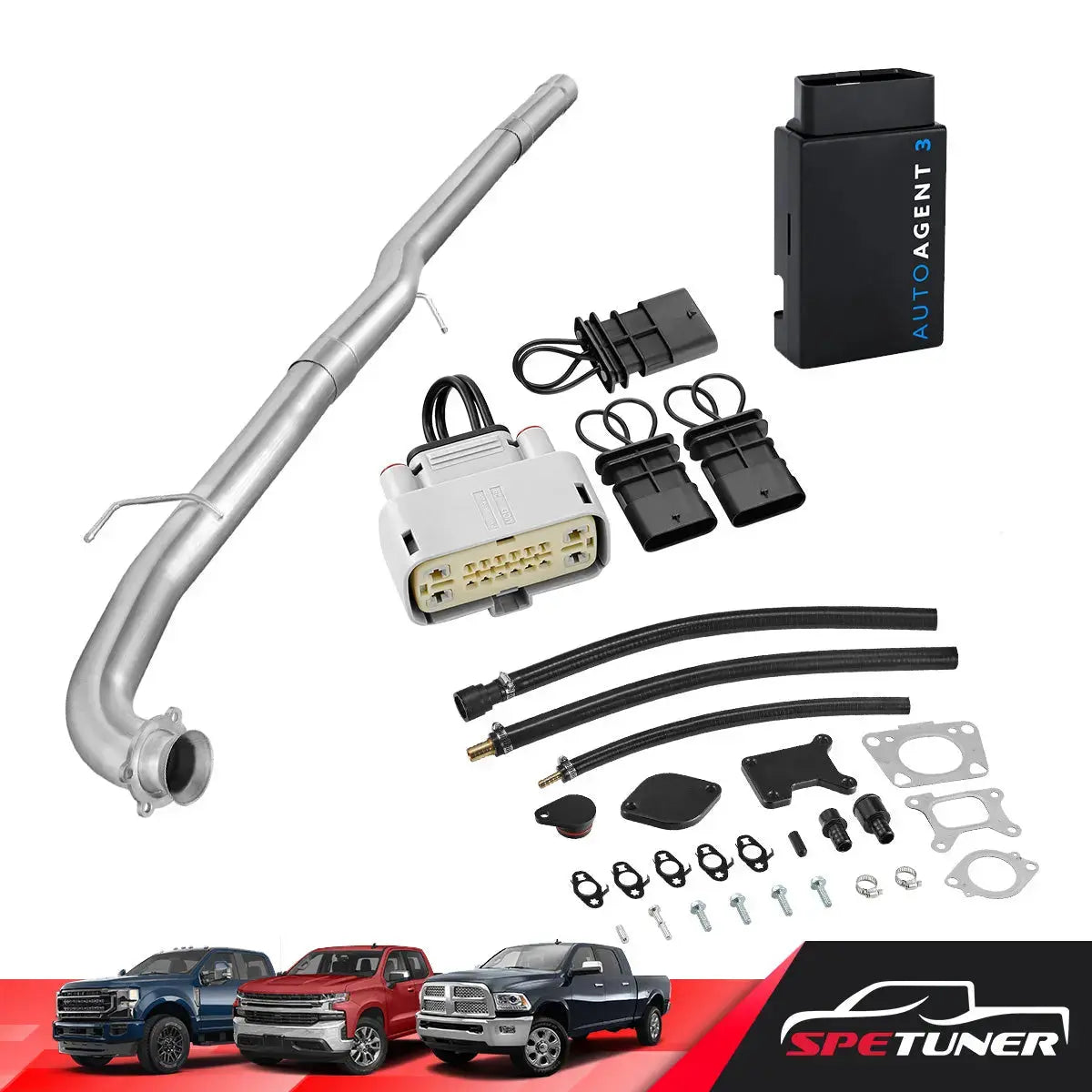 DPF/DEF/EGR Delete for 2017-2023 6.6L Duramax L5P 2500HD 3500HD All-in-One Kit, 2017-2019 / White(2017-2019 White Plug) / 4" DPF Race+EGR Delete