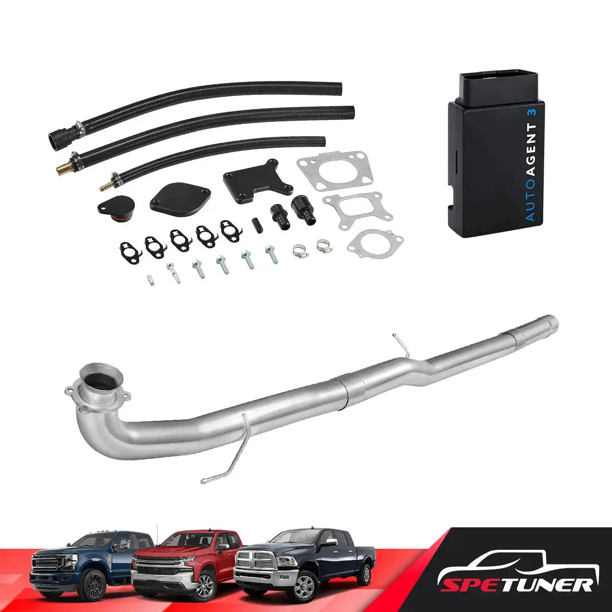 DPF/DEF/EGR Delete for 2017-2023 6.6L Duramax L5P 2500HD 3500HD All-in-One Kit, complete delete kit layout