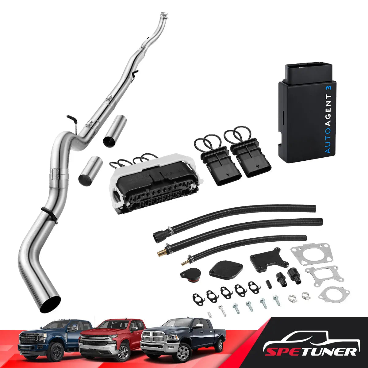DPF/DEF/EGR Delete for 2017-2023 6.6L Duramax L5P 2500HD 3500HD All-in-One Kit, complete delete kit layout
