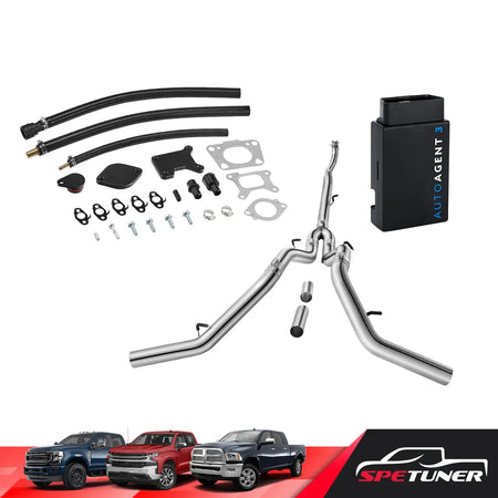 DPF/DEF/EGR Delete for 2017-2023 6.6L Duramax L5P 2500HD 3500HD All-in-One Kit, exhaust pipe configuration