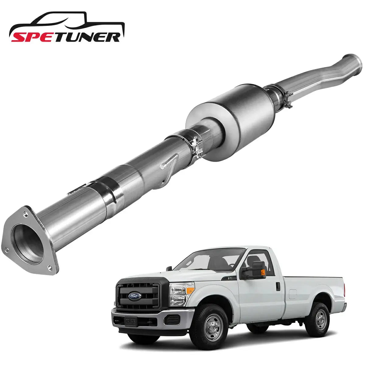 4"/5" 2011-2019 Ford 6.7 Powerstroke DPF Delete Race Pipe w/Muffler Exhaust|SPETUNER-13