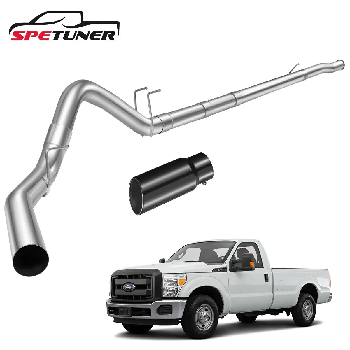 4"/5" 2011-2019 Ford 6.7 Powerstroke DPF Delete Race Pipe w/Muffler Exhaust|SPETUNER-15