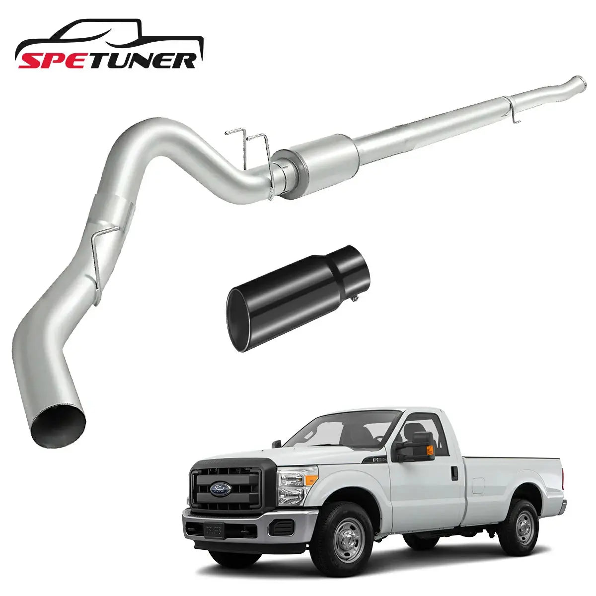 4"/5" 2011-2019 Ford 6.7 Powerstroke DPF Delete Race Pipe w/Muffler Exhaust|SPETUNER-16