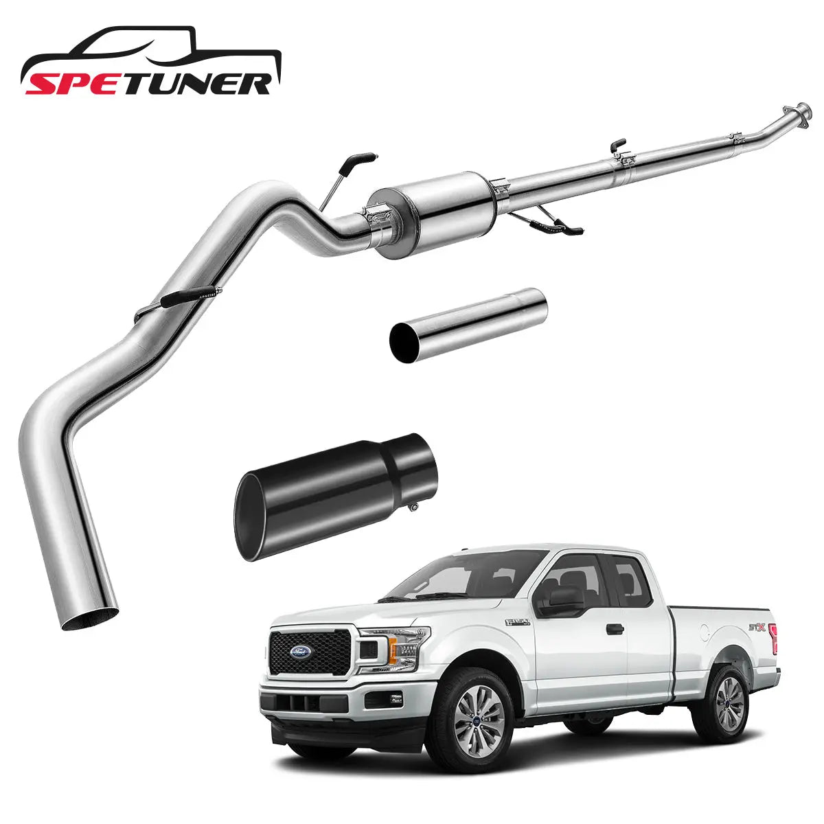 4"/5" 2011-2019 Ford 6.7 Powerstroke DPF Delete Race Pipe w/Muffler Exhaust|SPETUNER-18