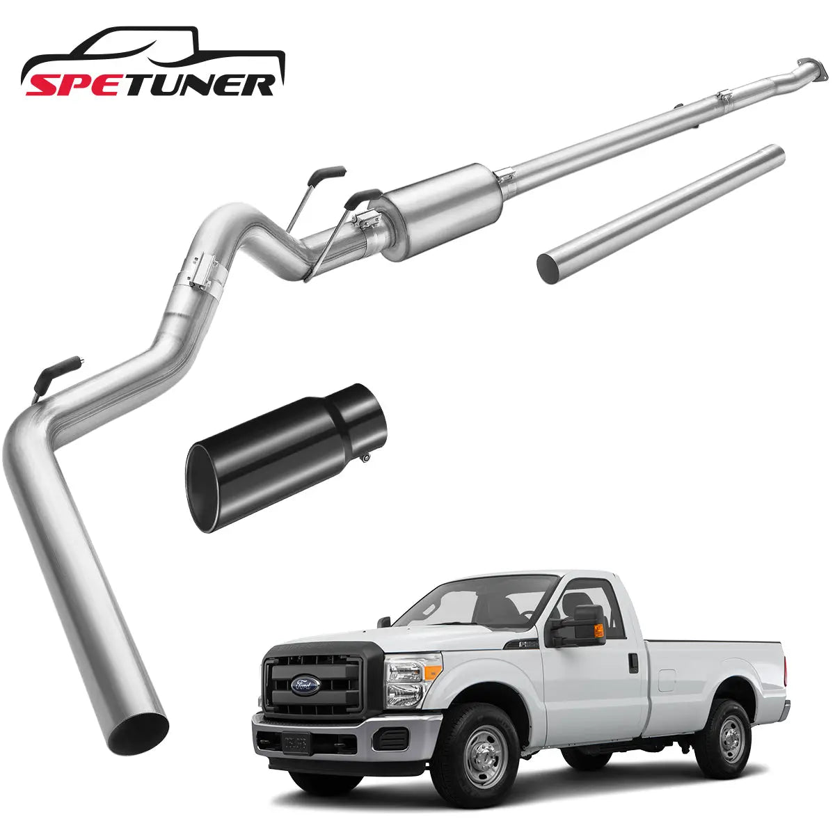 4"/5" 2011-2019 Ford 6.7 Powerstroke DPF Delete Race Pipe w/Muffler Exhaust|SPETUNER-19